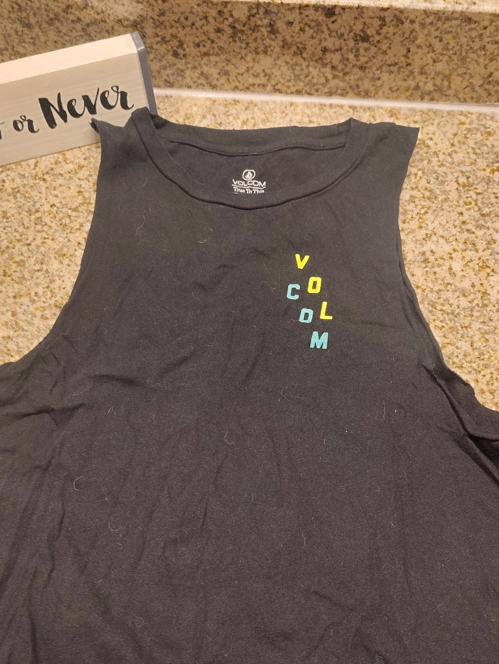 Volcom Black  Tank with Vertical Neon Logo